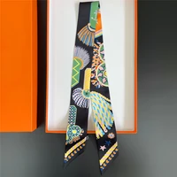 Brand Design Twill 100% Silk Scarf Luxury Fashion Scarf Women Foulard Skinny Bag Scarves New Hot Neckerchief Hair Headband - Image 4