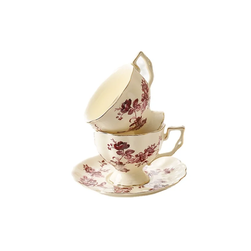 

Cup Plate French Retro Restaurant Afternoon Tea Cup Plate Coffee Cup British Household Palace Style Ceramic Cup Pot Set
