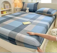 Bedding Set 100% Cotton Fitted Sheet + 2pc Pillowcases Bed Sheet Soft Rabbit Flower Print Single Double Queen King Cal-King Size 3