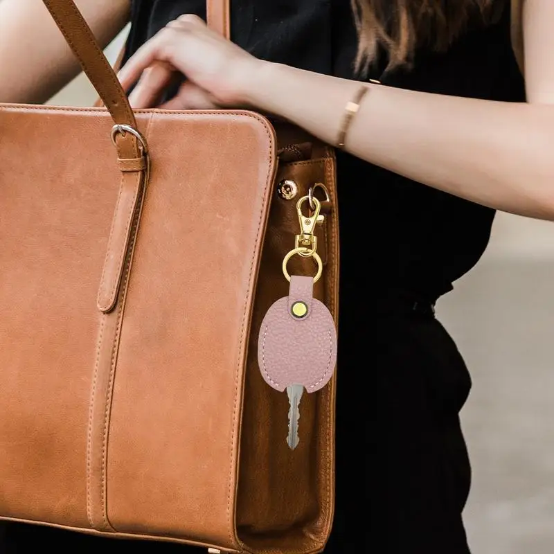 Leather Key Protector Car Key Loop Replacement Vintage Key Sleeve Stylish Keychain Leather Leather Key Sleeve For Women Men 3