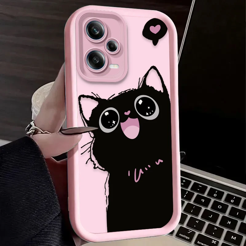 Adorable Cartoon Black Cat Phone Case