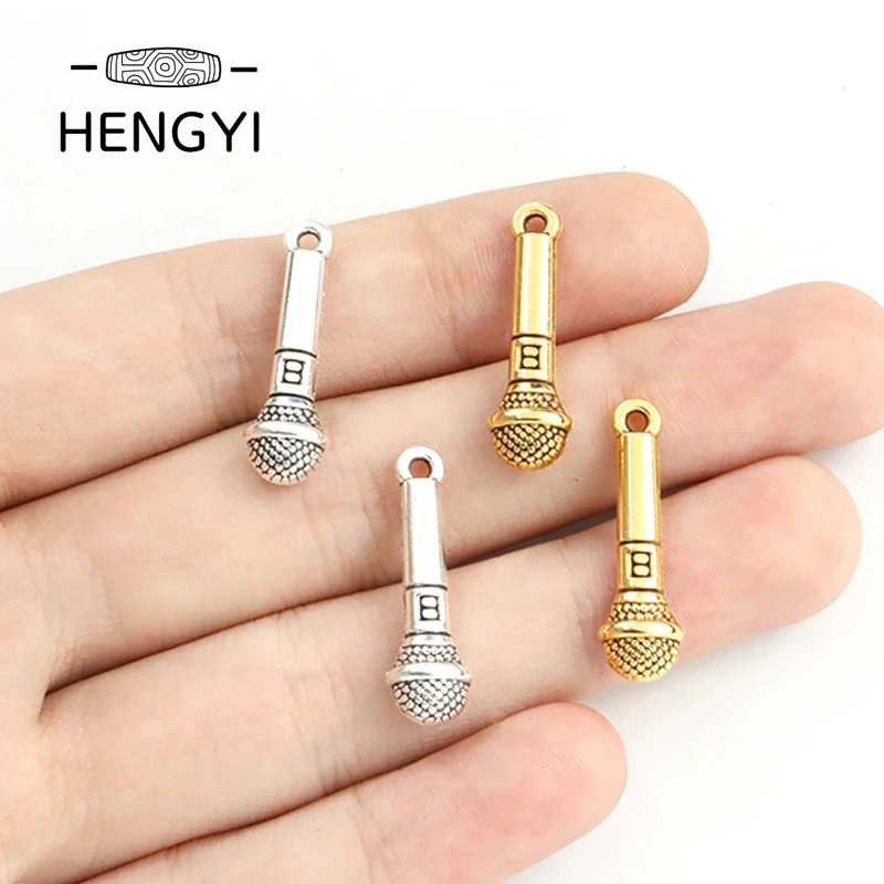 

15pcs 24x7mm Microphone Charms Antique Gold Silver Color Pendants for Making DIY Handmade Necklaces Earrings Jewelry Accessories