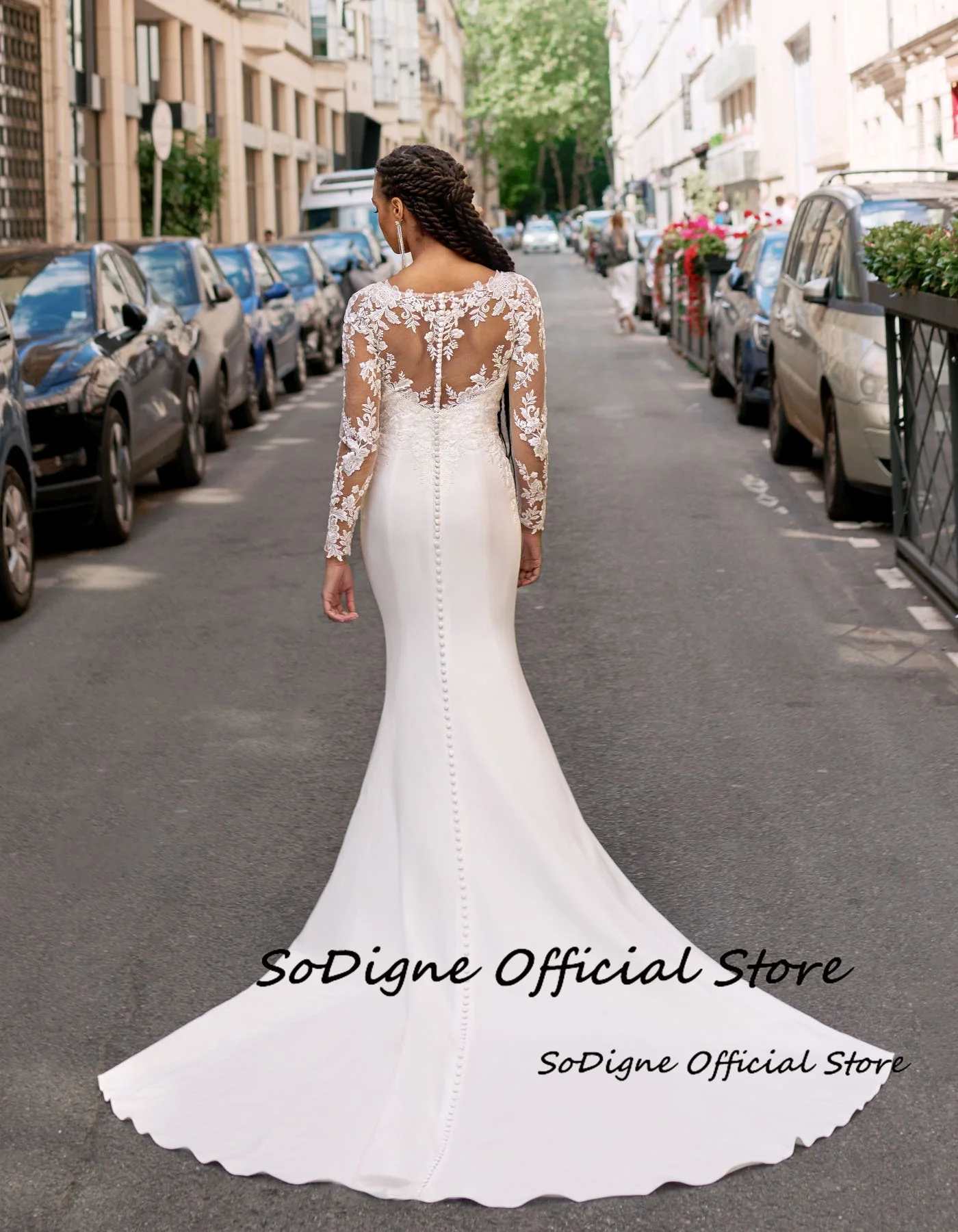 SoDigne Mermaid Satin Wedding Dresses Full Sleeves Lace Appliques Bridal Dress Long Wedding Gown Robe De Mairee Customized 14 S88678c9fb95f4d6d888da31b1f3593618