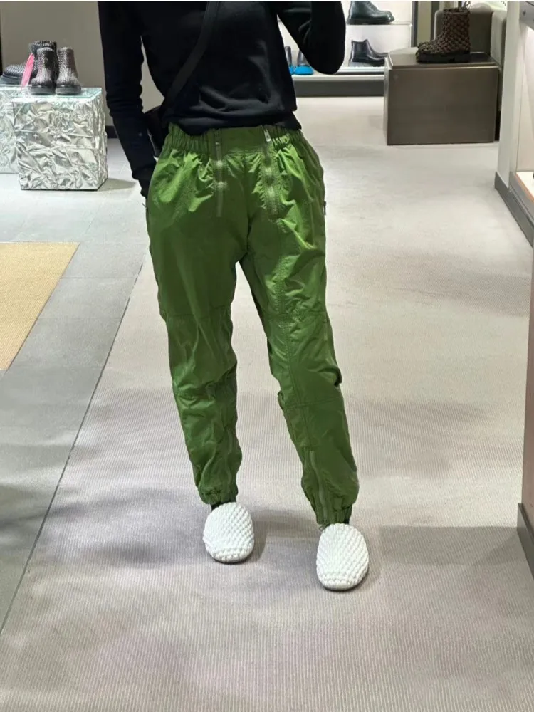 

New High Waist Cargo Women's Pants Thin Zipper Legged Ladies' Casual Pants 2023 Spring Summer Design Section Female Bottoms