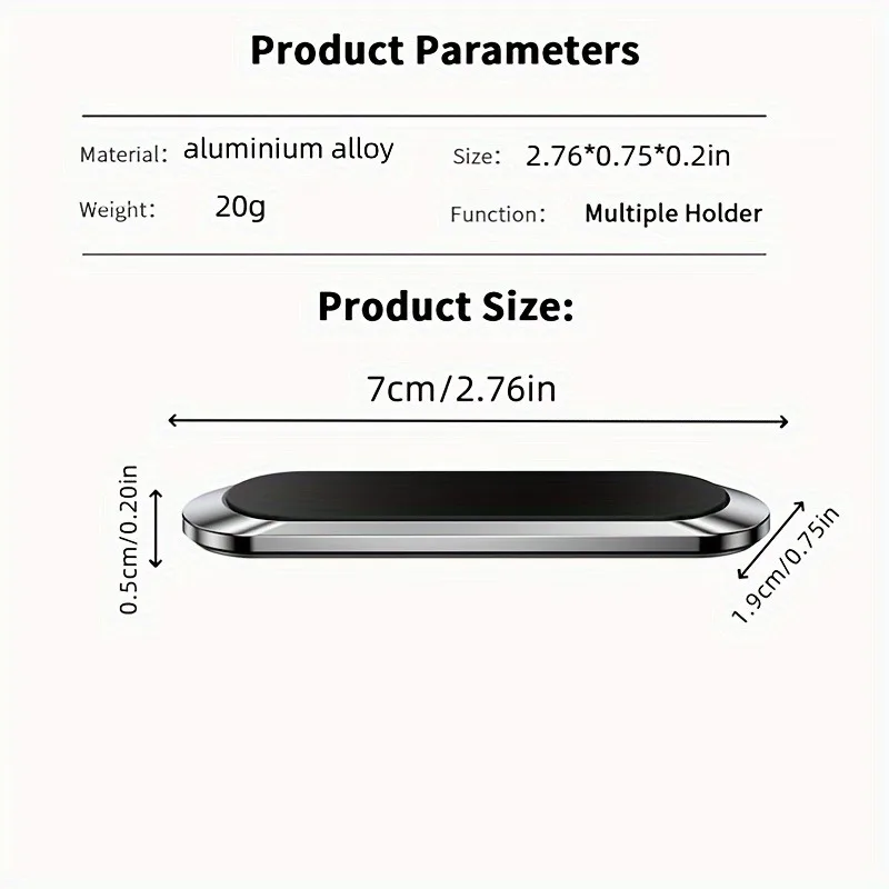 Universal Compact Magnetic Car Phone Mount - Self-Adhesive Aluminum Dashboard Holder with Strong Magnet for Secure Auto Navigation