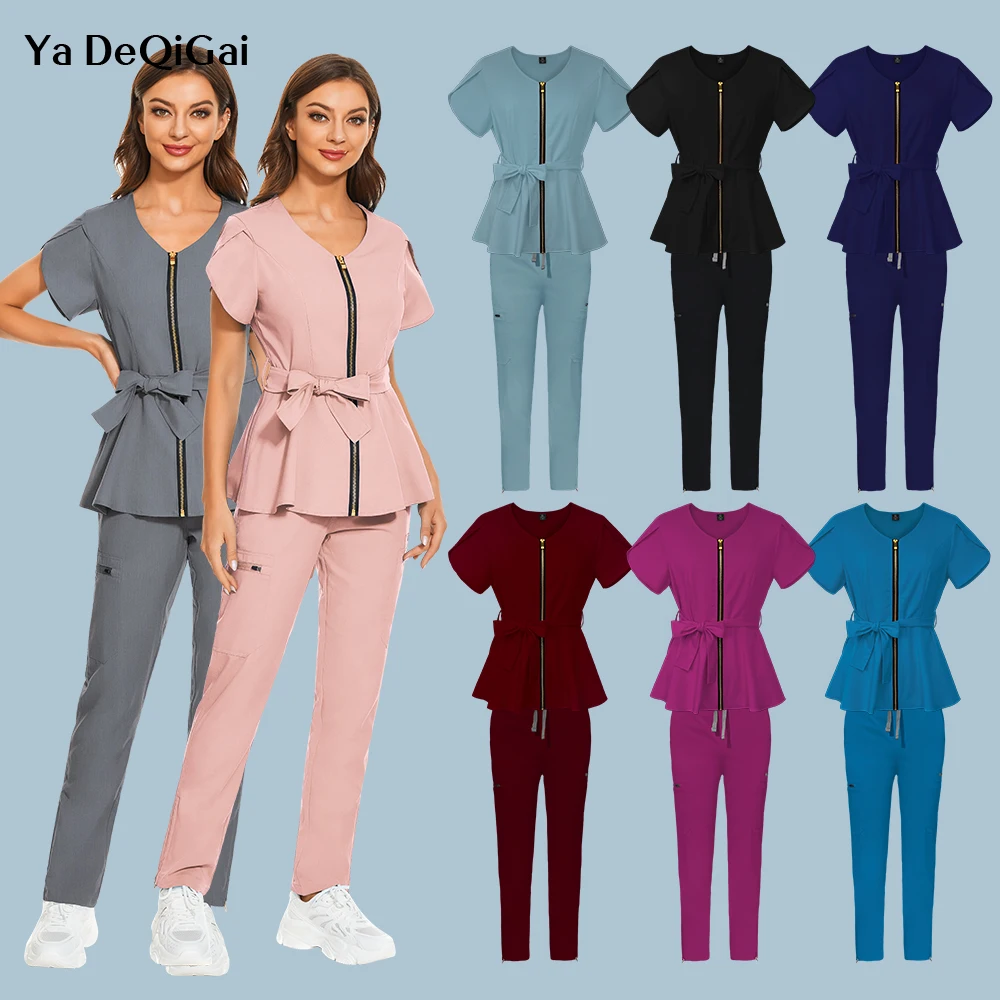 

Scrub Nurse Accessories Women Medical Uniform Multicolor Slim Fit Comfort Clinic Women Operating Room Work Uniform Pharmacy Suit