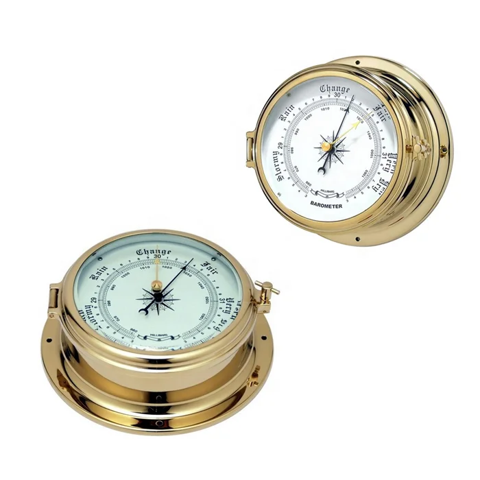Sailing Weather Gauge Brass Marine Barometer 180mm | Outdoor Weather Instrument For Sailing & Coastal Homes | Maritime Barometer With Dual Measurement Nautical Home Decor