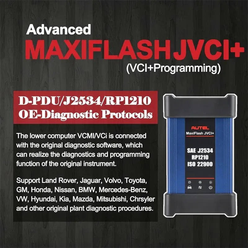 Autel MaxiFlash JVCI+ J2534 Pass-Thru ECU Programming Driver with CAN FD & DoIP Protocol for Autel MaxiIM IM608 II / Laptop / PC