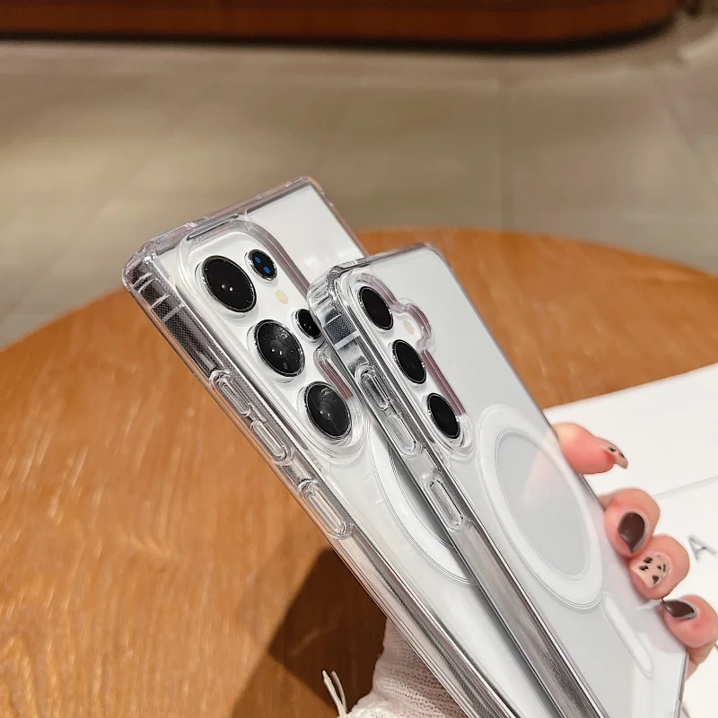 Magsafe Magnetic Case For Samsung Galaxy S25 S24 S23 S22 S21 FE Plus Ultra A16 A36 A56 A26 S25 edge 5G Shockproof Clear Cover 3