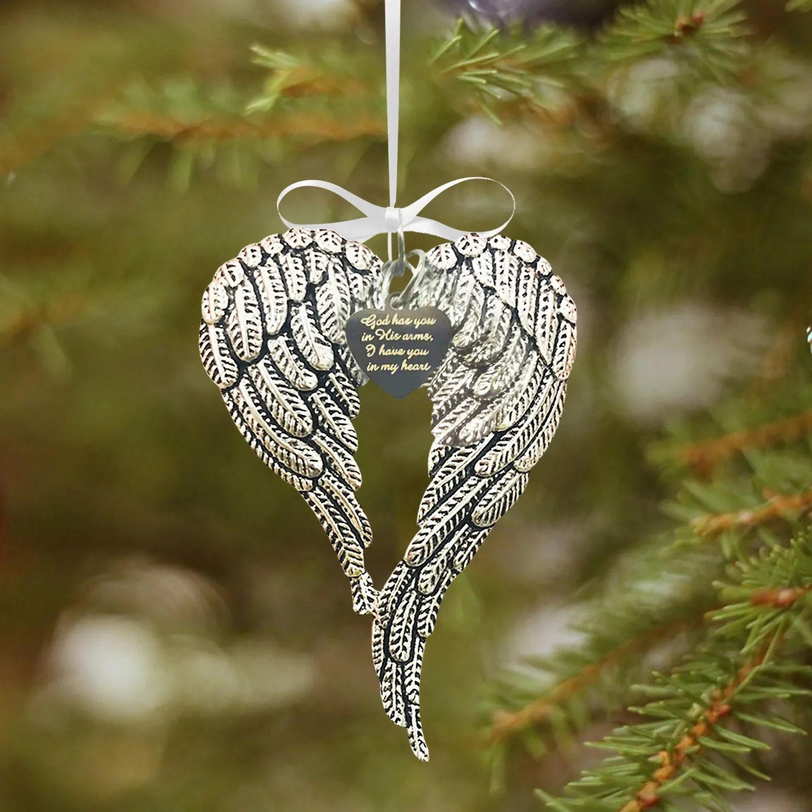 Angel Wing Pendant Heavenly Love Ones Decoration Souvenirs Angel Wing Metal Ornaments Memorial Hanging Decorations Home Decor 2