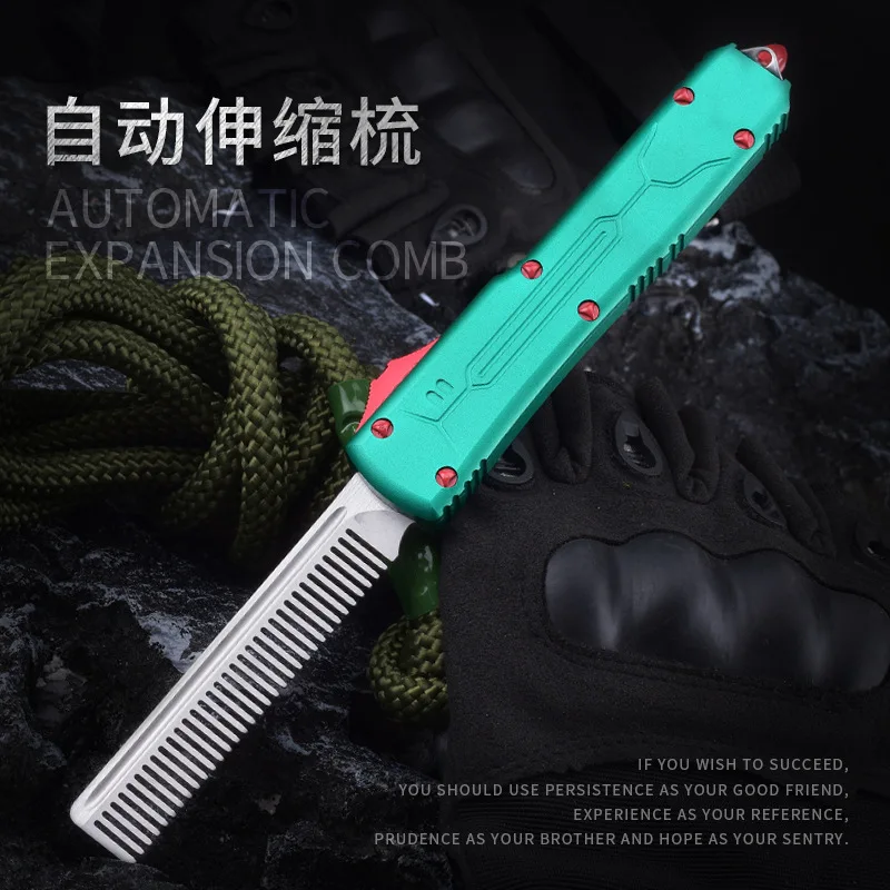 Portable Comb UT Series Automatic Telescoping Technology Aviation Aluminum Handle Metal Straight Jump Tactical Comb EDC