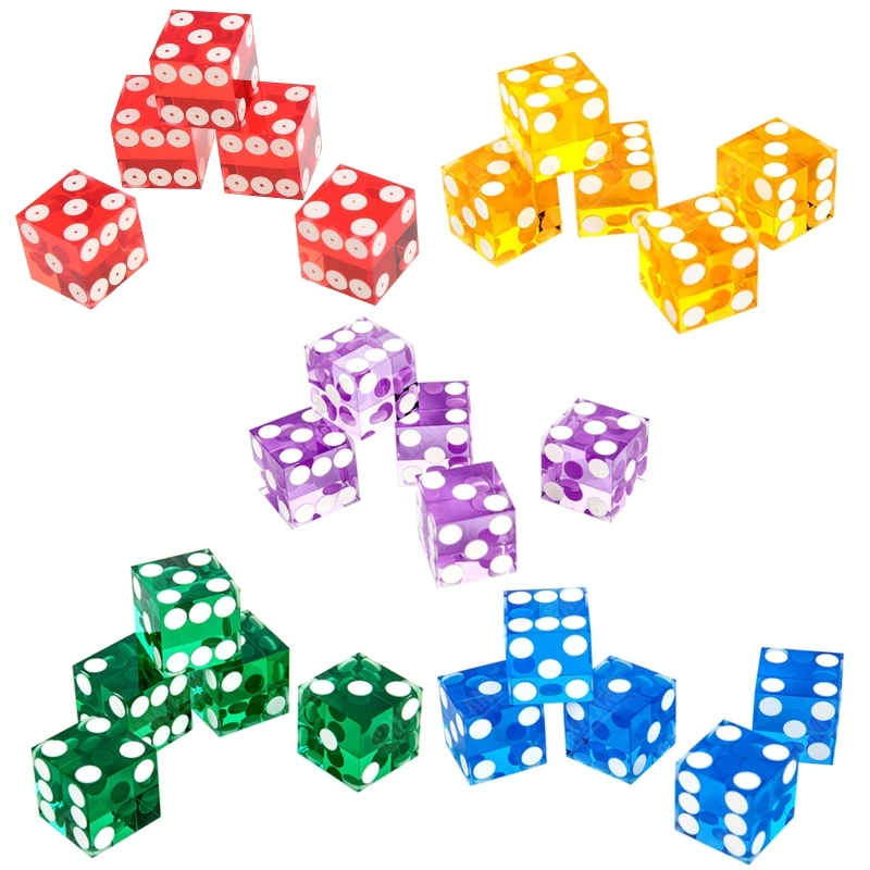 High-grade Acrylic Transparent Six Sided D6 19mm Casino Set of 5 Dropship new poker card special offer high grade acrylic elliptical double sided all in full pressure zhuang code texas club game