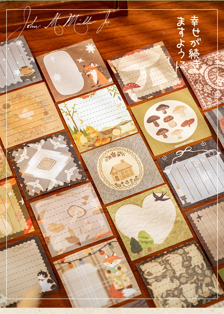 TIANZI 50 Sheets Retro Sticky Notes Sticker Book Cartoon Animal Journal supplies Collage Stickers Aesthetic Creative Stationery