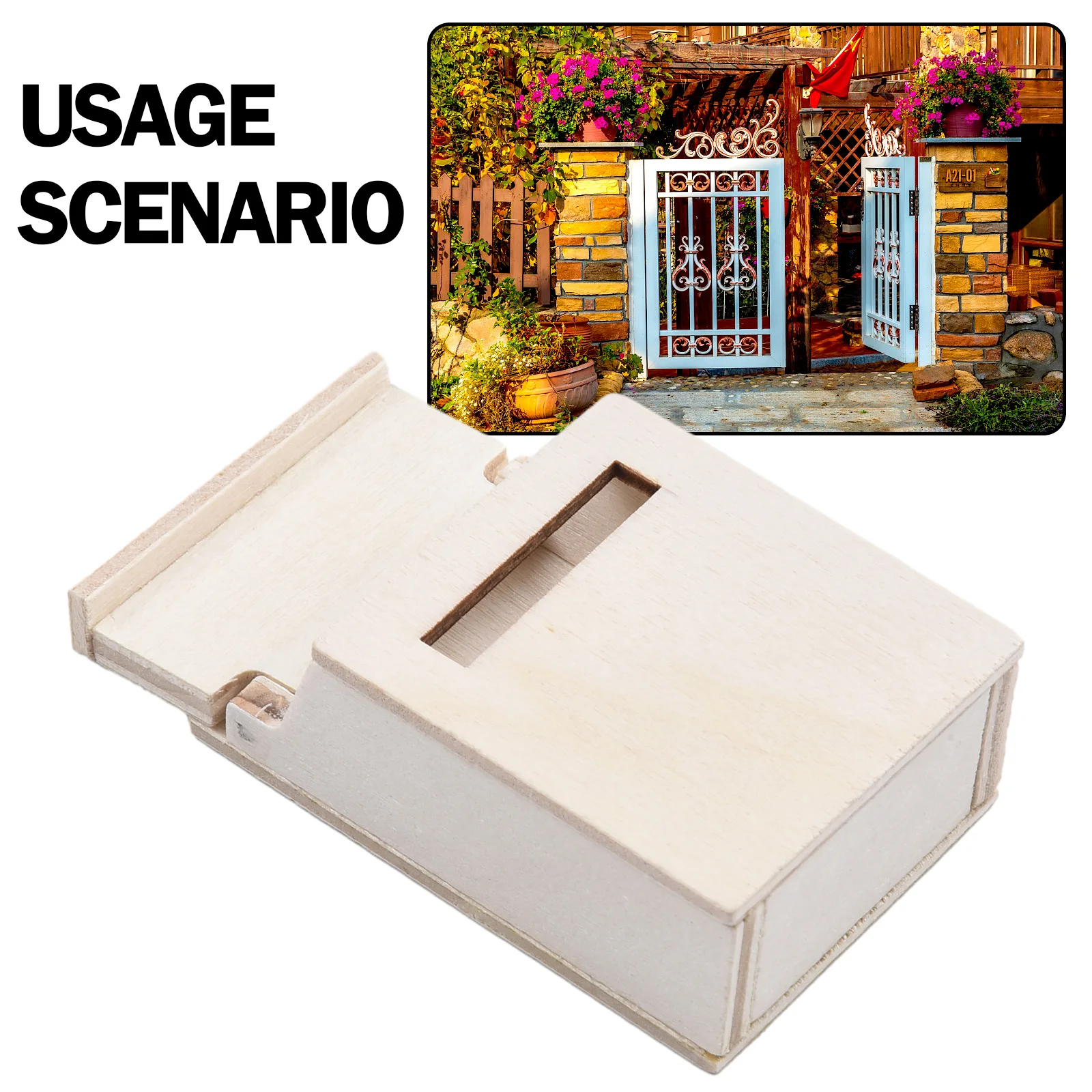 Nostálgico Miniatura Madeira Flip Mailbox Modelo, lindamente trabalhada, Traga realismo e diversão, sua configuração em miniatura