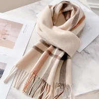 Warm Woolen Scarf Knitted Pure Color Unisex Winter Fashion Accessory Versatile Neck Warmer for Men And Women in Beige Brown