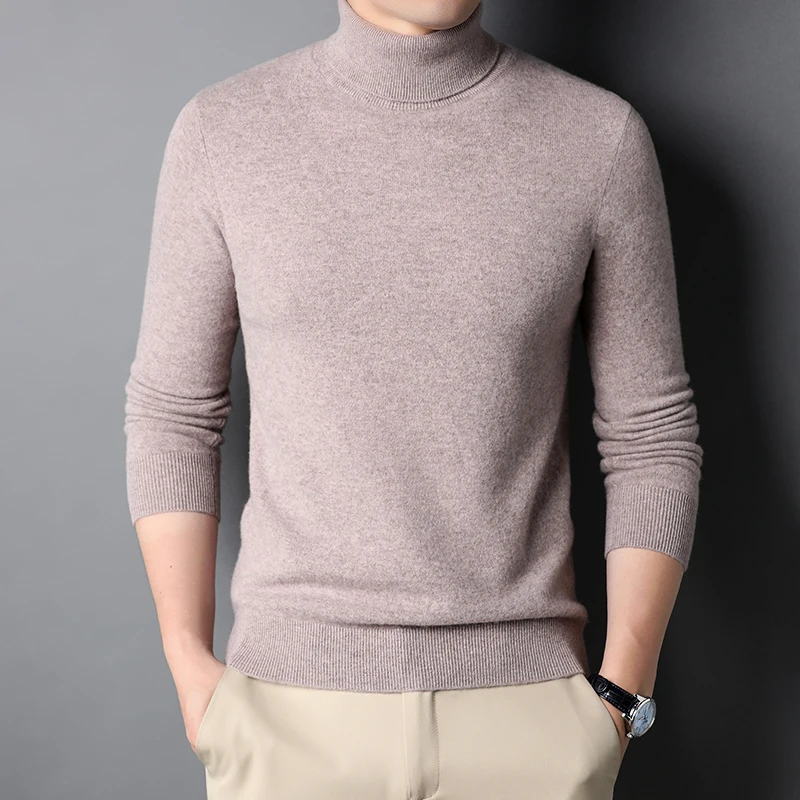 

Autumn and Winter Business Leisure High Collar Woolen Sweater for Men's 100% Sheep Wool Thickened Sweater Knitwear