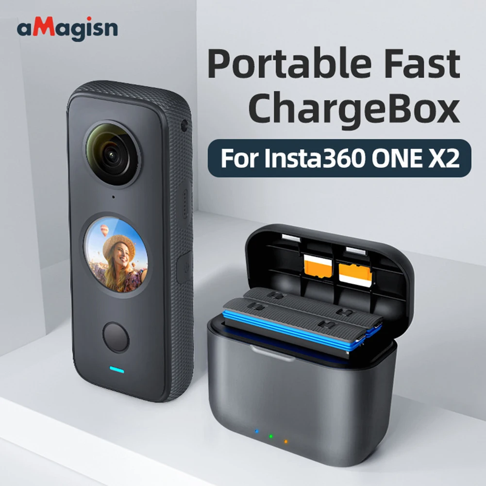 USB C 타입 휴대용 배터리 스토리지 충전기, 충전 어댑터, 미니 경량 구획 액세서리, Insta360 One X2 배터리용