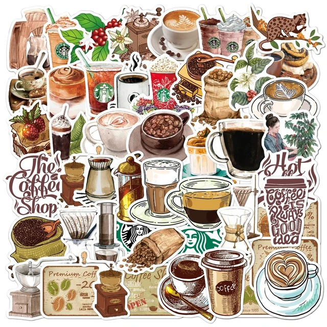 46Pcs/box Stationery Sticker Retro Cake Coffee Food Decorative