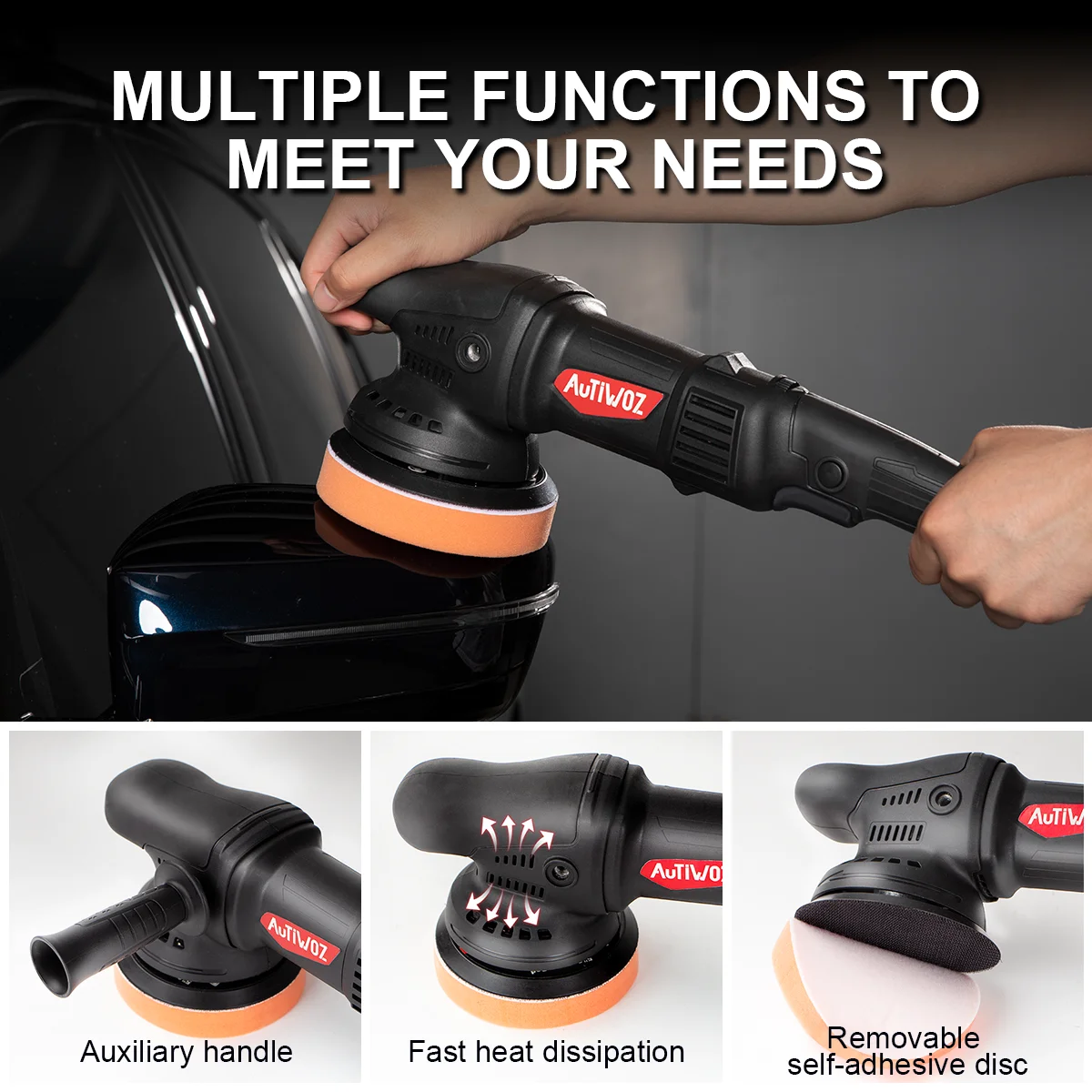 AUTIWOZ Car Polisher Dual Action Car Polishing Machine 920W High Power Random 9mm Orbital Machine Auto Waxing Tool Buffer car polisher