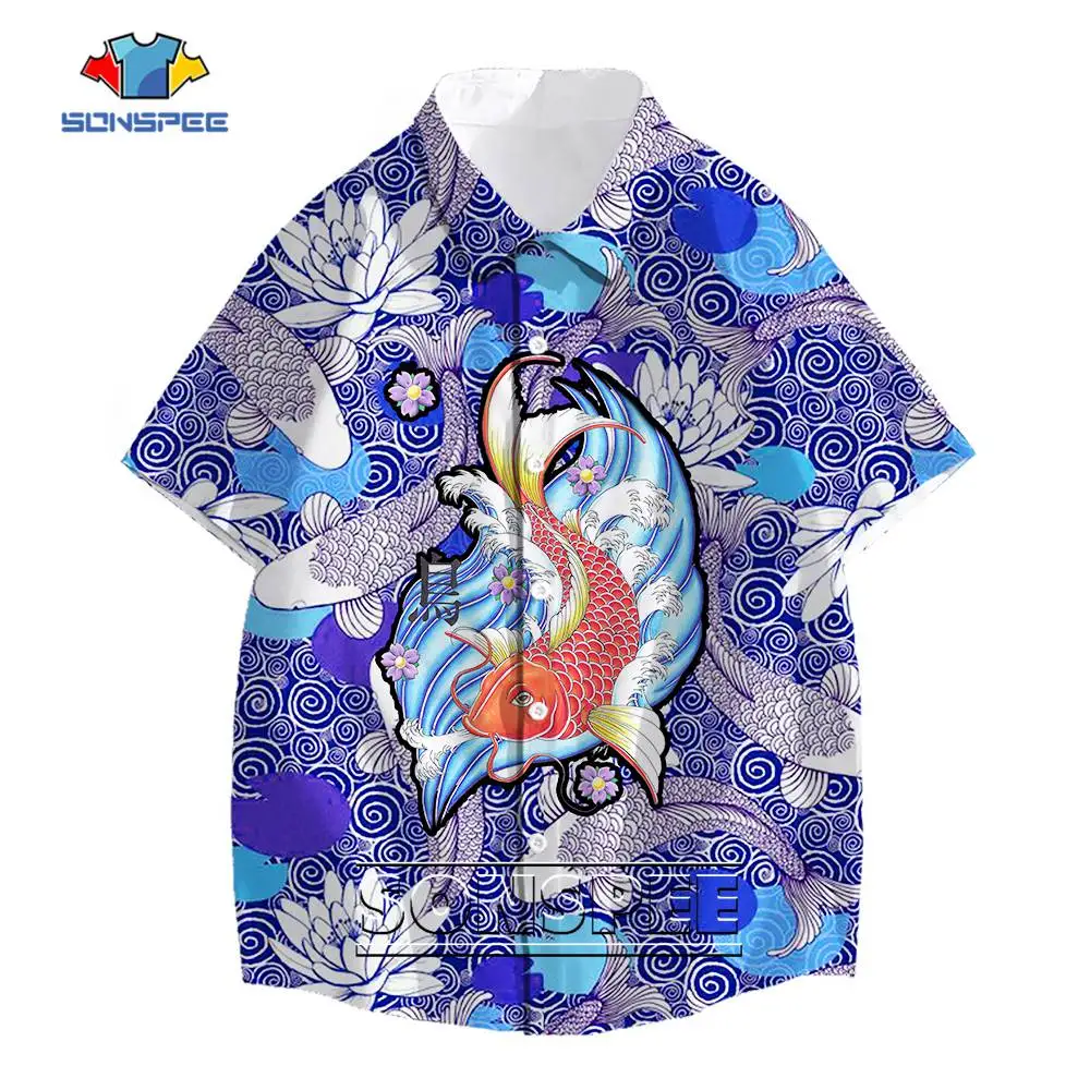

Рубашка SONSPEE Мужская/женская с 3D-принтом рыбы и кои, милая блузка с коротким рукавом с принтом животного в стиле Харадзюку, лето