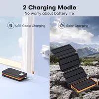 Banque d'énergie solaire Portable 50000mAh, charge rapide USB-C/USB-A pour IOS Android, chargeur extérieur de grande capacité 2