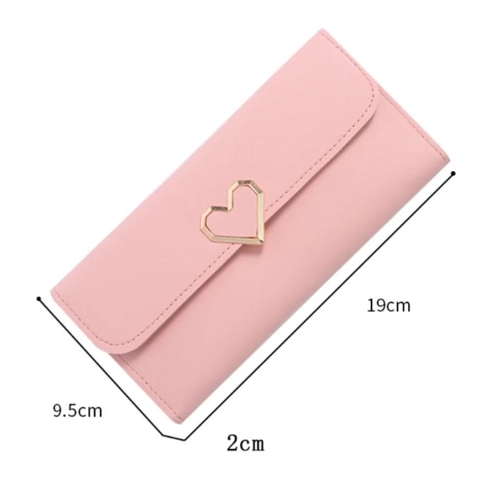 New Plain Heart-shaped Wallet Ladies Long Multi-card Buckle Mobile Phone Women's Wallet Women's Long Wallet