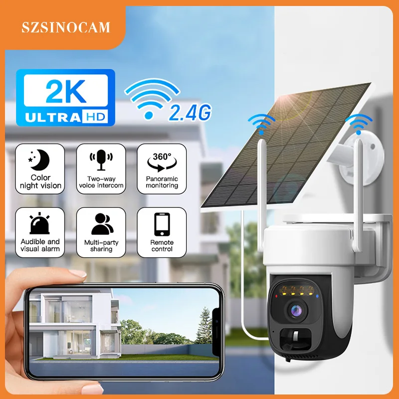 SZSINOCAM Wireless Solar-Powered Camera Single-Lens WiFi Pan-Tilt Camera Outdoor Video Surveillance Camera with Built-in Battery 1