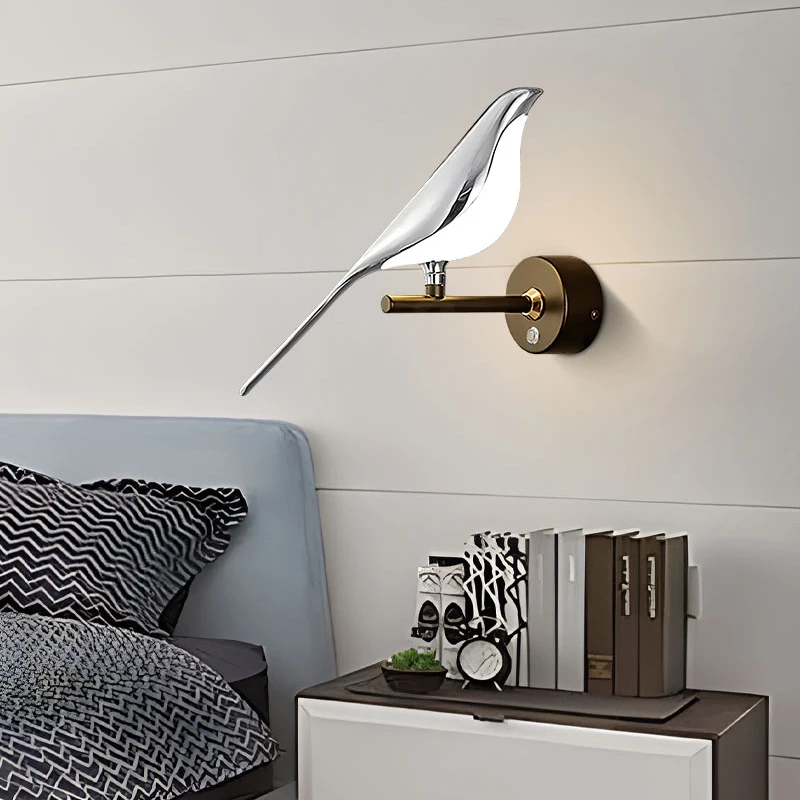 Magpie Bird LED Wall Lamps with Plug for Bedside Bedroom 360° Rotation Indoor LED Wall Lights Fixture Wall Sconce Home AC85-265V