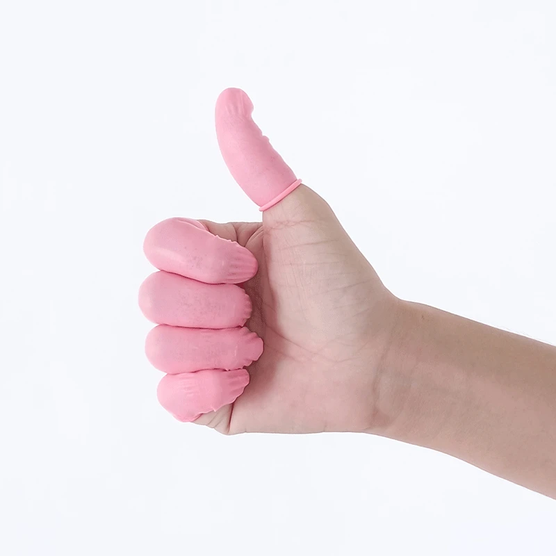 Disposable Gloves Pink Latex Rubber Finger Cots Anti-static Fingertips Protector Gloves for Cleaning 20/50PCS, disposable gloves, disposable finger covers, protective gloves, cleaning gloves, antistatic gloves