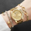 4PCS/Set Fashion Rhinestone Women Watches Luxury Steel Band Ladies Quartz Watch Bracelets Set Reloj Mujer（Without Box） 3