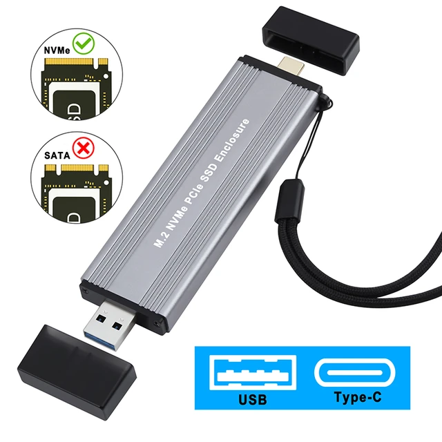 Boîtier externe M.2 NVME SSD USB3.1 type-a + USB 3.2 Gen 2 type