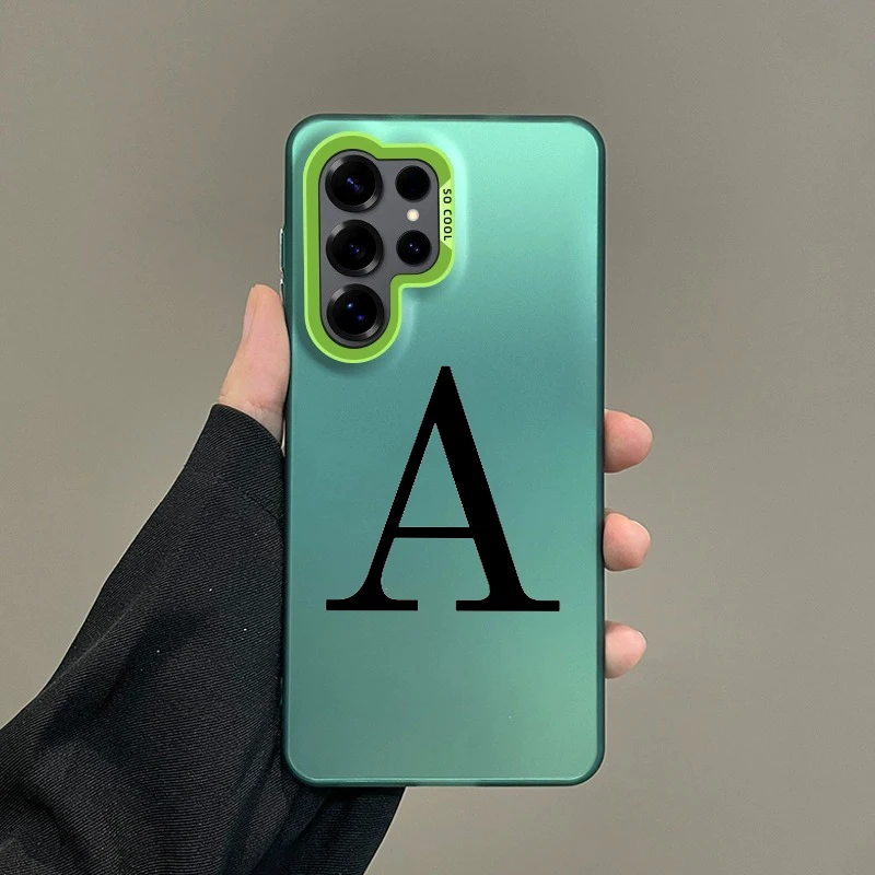 Silver IMD Color Phone Case with Black Letter 'A' Fashion Design