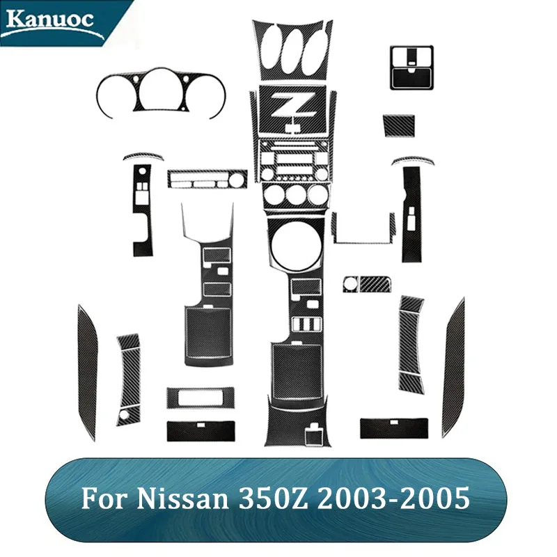 

Car Interior Decorative Accessories For Nissan 350Z 2003 2004 2005 Various Parts Carbon Fiber Manual Gear Black Stickers