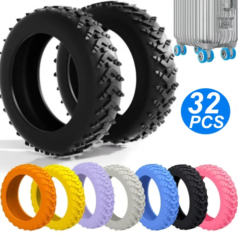 32/8Pcs Silicone Wheels Protector For Luggage Reduce Noise Travel Luggage Wheels Cover Accessories