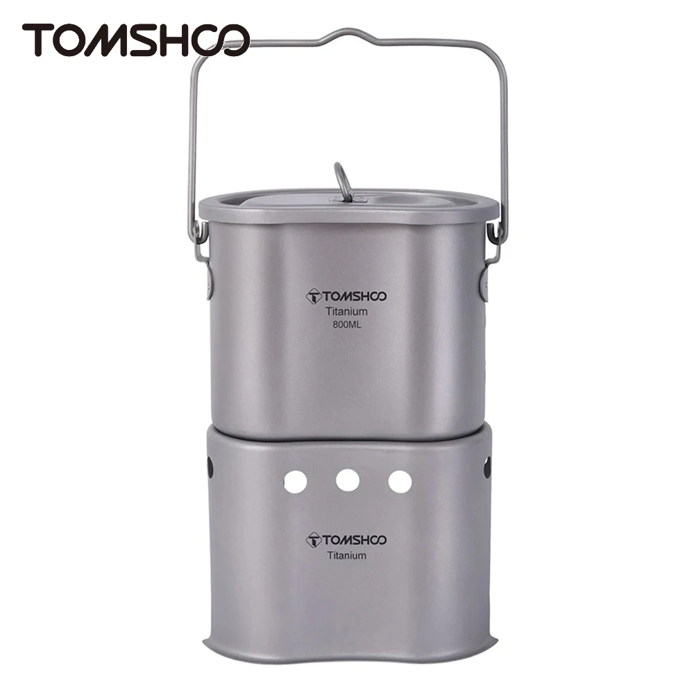 Tomshoo 야외 티타늄 요리 세트, 접이식 미니 사이즈, 목재 연소 스토브, 캠..