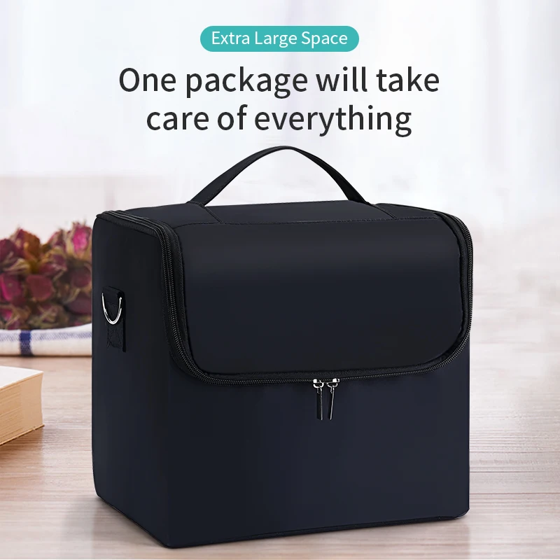 Large Makeup Carrying Train Case for Women, Travel Bag Storage Box,4 Tier Professional Nail Organizer Case with Adjustable 4