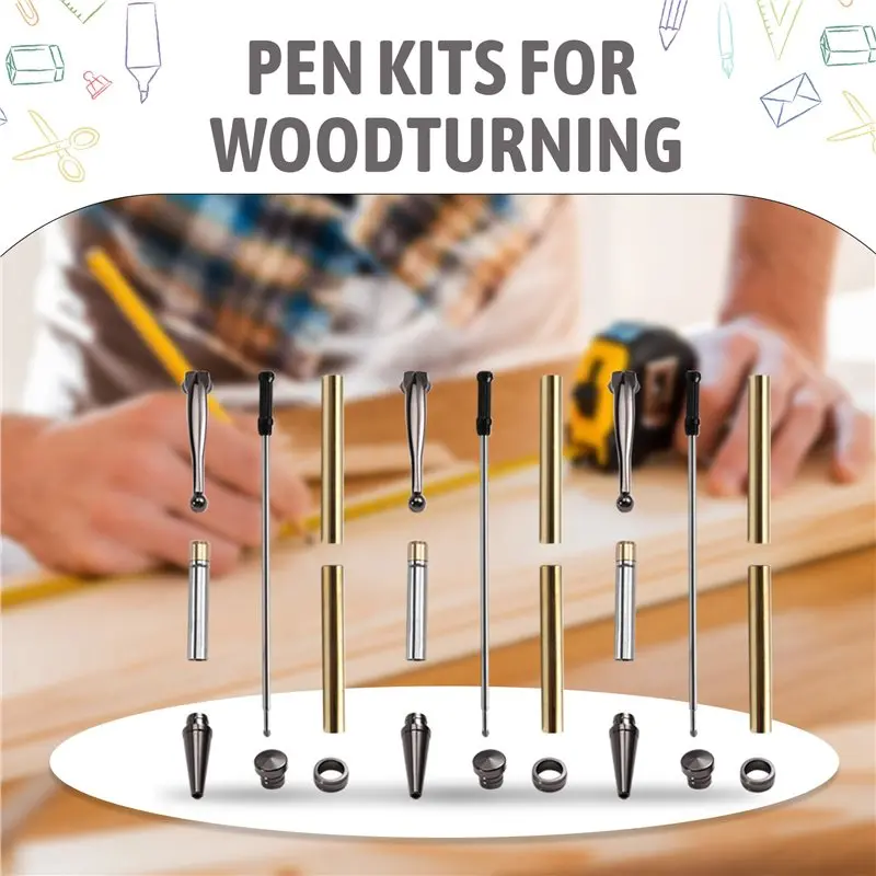 TTKK-20 세트 슬림라인 펜 키트 7mm 리필 포함, 다양한 색상, DIY 목공 선반 공예용품 선물 제작용 건 그레이