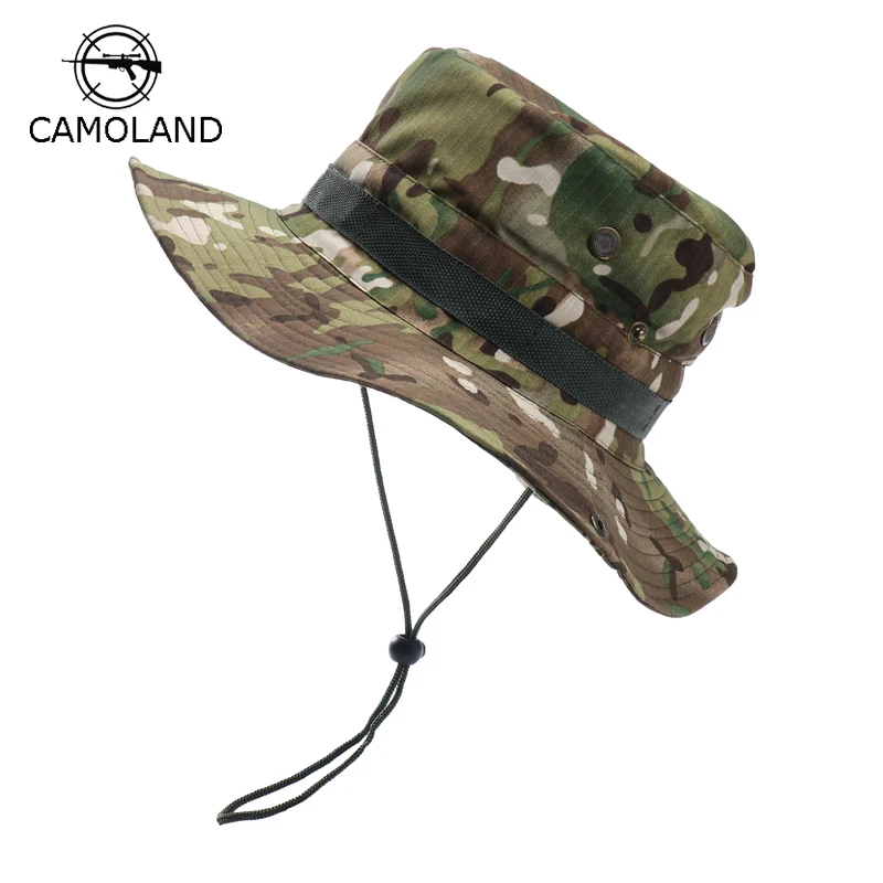 

CAMOLAND Camouflage Boonie Men Hat Tactical US Army Bucket Hats Summer Cap Hunting Hiking Outdoor Sun Caps Fisherman Hat