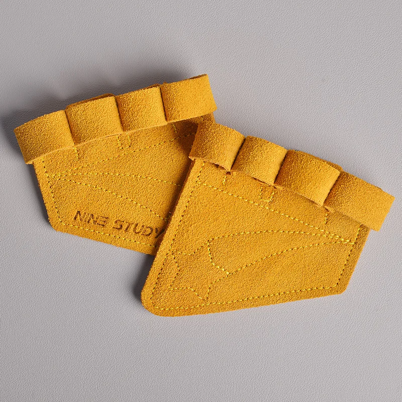 Cowhide Leather Anti-Skid Weight Lifting Hand Guard Gloves Dumbbell Pull Up Grip Protector Pads Fitness Gym Palm Protection 6