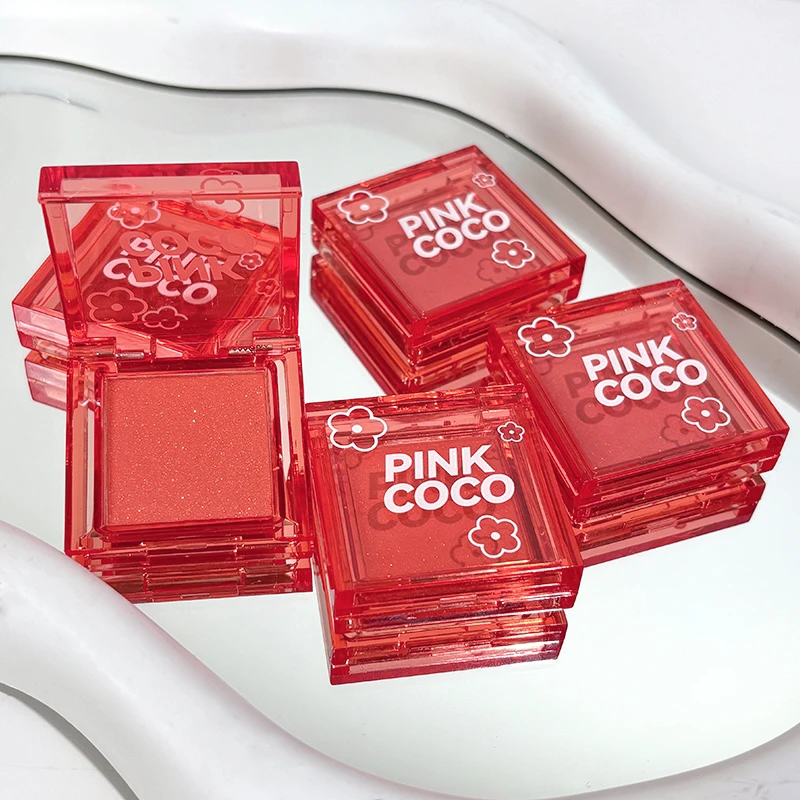 PINKCOCO fine shimmer soft mist tipsy blush single color natural fine shimmer eye shadow blush one plate for multiple uses 2