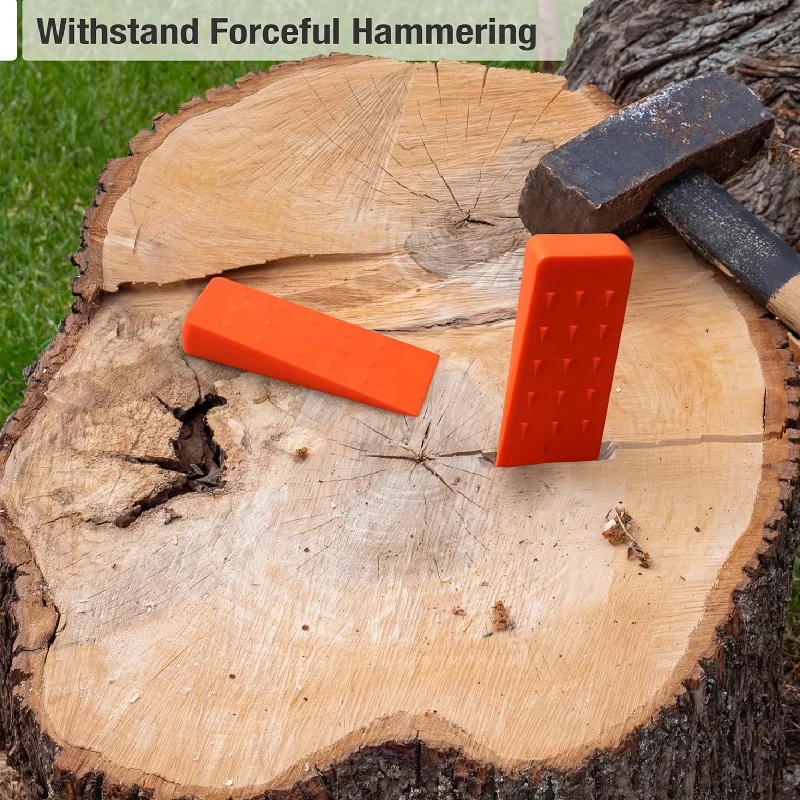 2-Pack Heavy-Duty Tree Felling Wedges Spiked Safety Logging Tool for Chainsaw Cutting, Multi-Purpose as Door/Utility Wedge