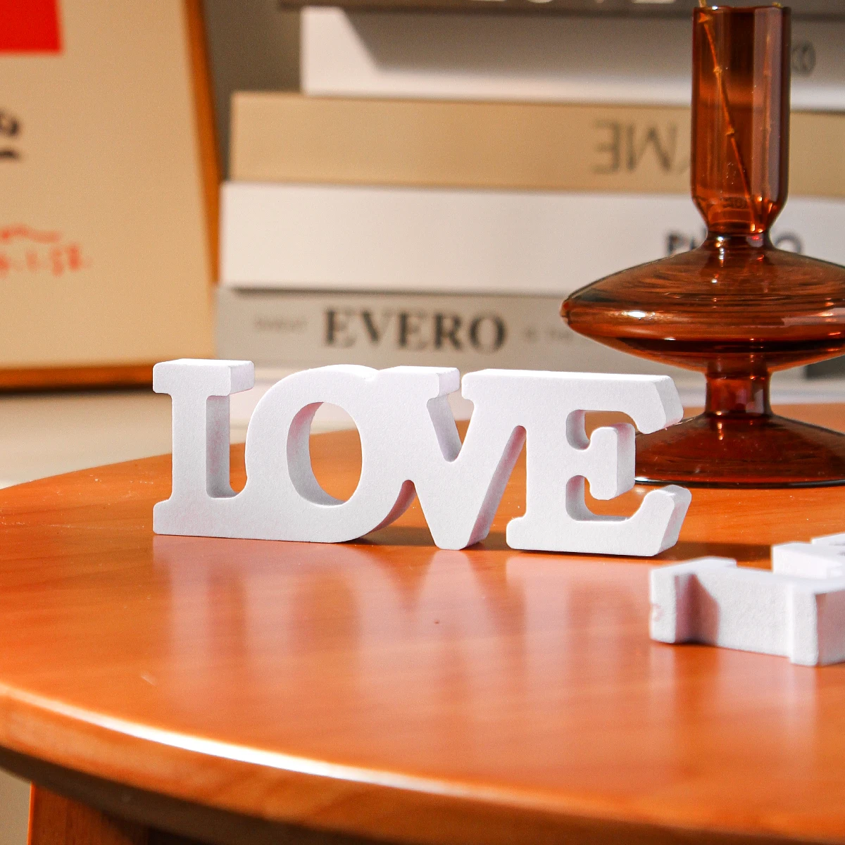 1PC, simple white LOVE desktop decorative item, Xuefu board material home decoration letter plate