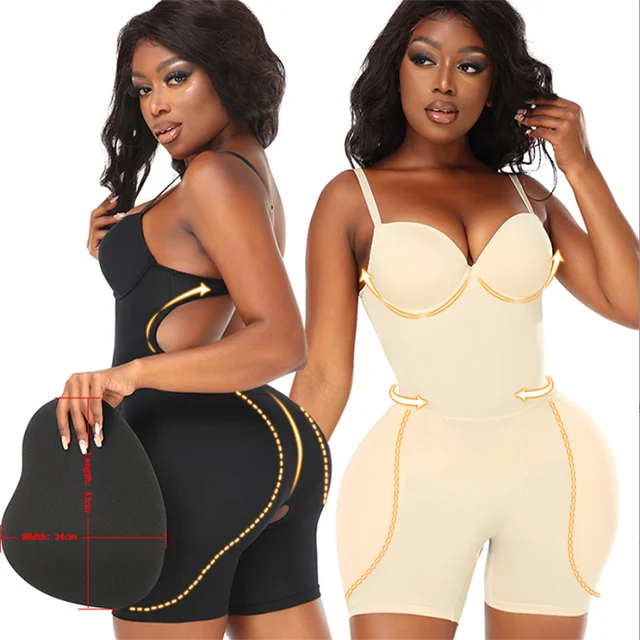 Backless Bodysuit With Underwire Cup Hip Shaper Padding Underwear