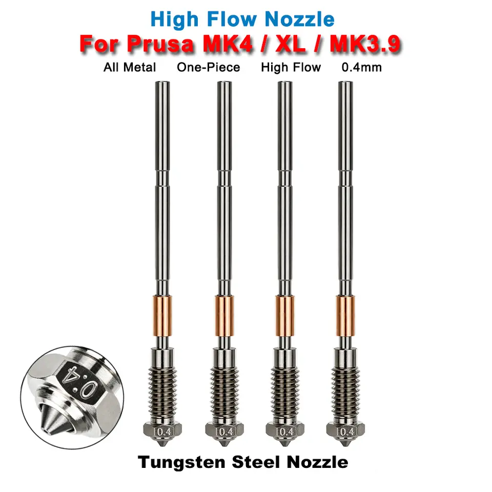 Upgraded Hotend Nozzle For Prusa MK4/XL/MK3.9 All Metal One-Piece Hardened Steel Nozzle 0.4mm Durable High Flow 3D Printer Part image 13