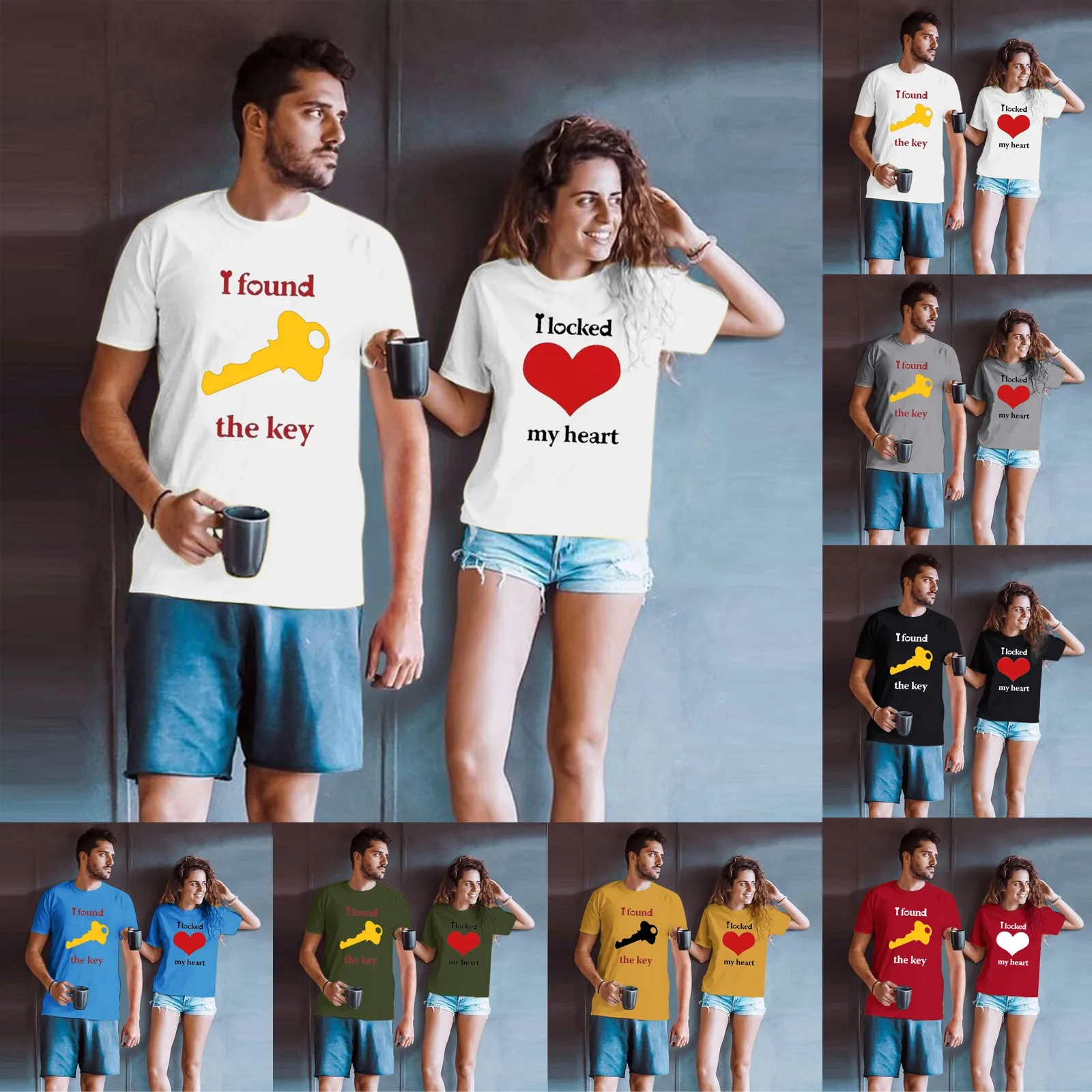 

Shirt Light Women Couples Lover Valentine's Day Short Sleeve Print T High Neck Short Sleeve Tops for Women Trendy T Shirts Women