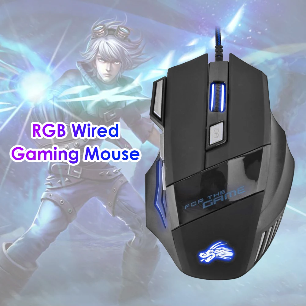 PC Gamer Mouse 7-Color Backlit DPI Adjustable Wired Optical Computer Gaming Mice Laptop Desktop Professional Computer Mouse