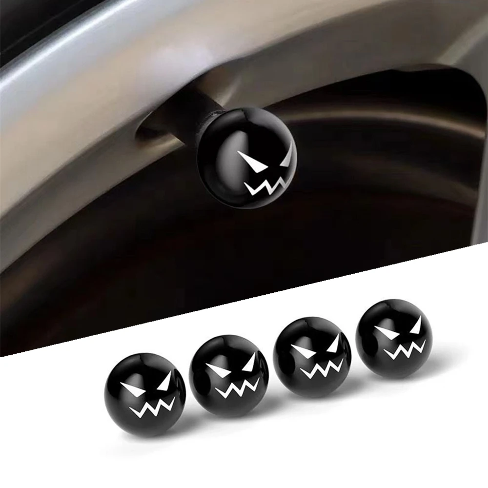 

4Pcs Black ball Tire Valve Stem Caps,Valve Caps for Halloween Decorations, for Car Truck SUV, Motorcycles, Bike