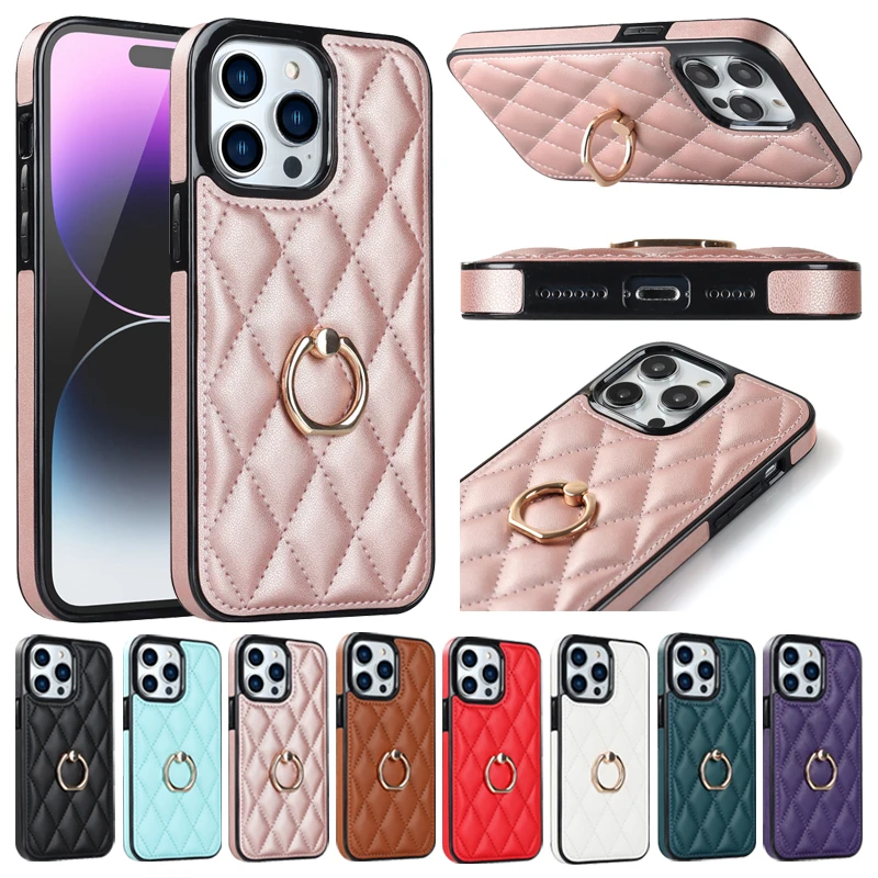 

Small Fragrance Ring Anti Drop Leather Cover For iPhone 15 Plus 14 14 Pro 13 Mini 12 Pro Max 11 Pro SE 2020 X XS XR 8 7 6S Plus