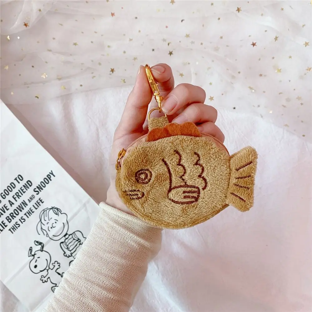 

Кошелек для монет на молнии с изображением рыбьей куклы, модный плюшевый Кошелек для наушников, маленькая сумка на запястье, подвесной мини-кошелек для монет для девушек