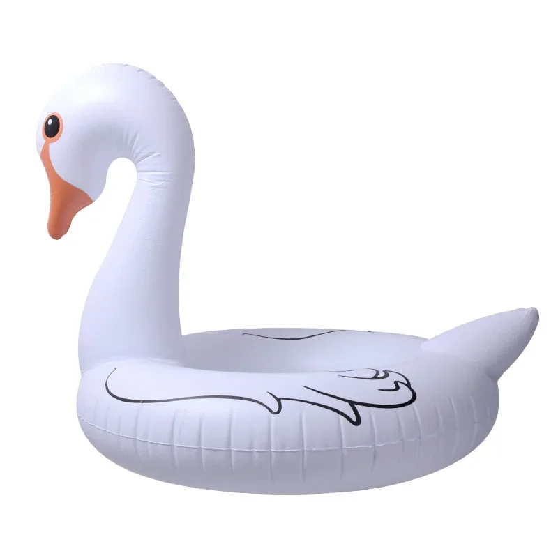 Ins Popular 120cm Black Swimming Ring Adult Large Thickened Inflatable White Swan Rescue Ring from China Mainland